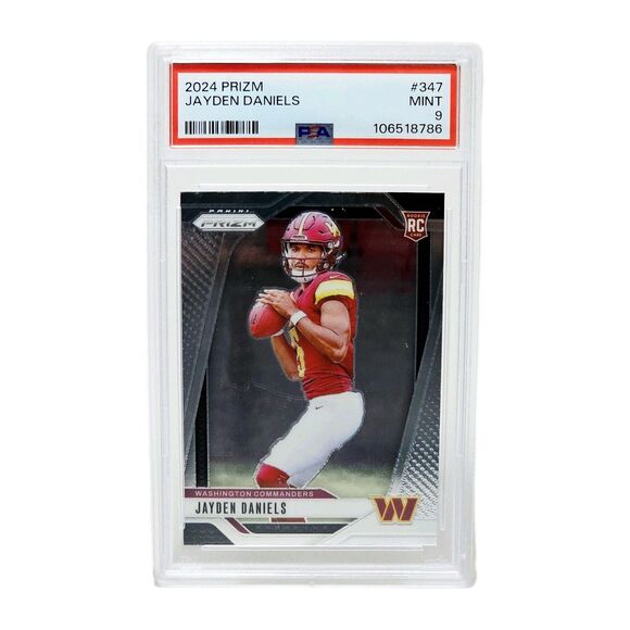 JAYDEN DANIELS RC 2024 PANINI PRIZM #347 PSA MINT 9 OFFENSIVE ROOKIE POY! - Picture 1 of 4